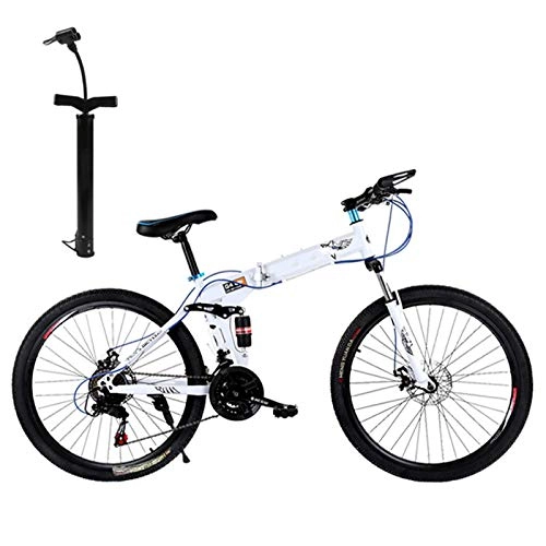 Folding Bike : Mountain Bike 26 Inch Folding Bikes, Adult Variable Speed Mountain Bicycle High Carbon Steel Double Shock-absorbing Cross-country Road Bike for Women Men Adult