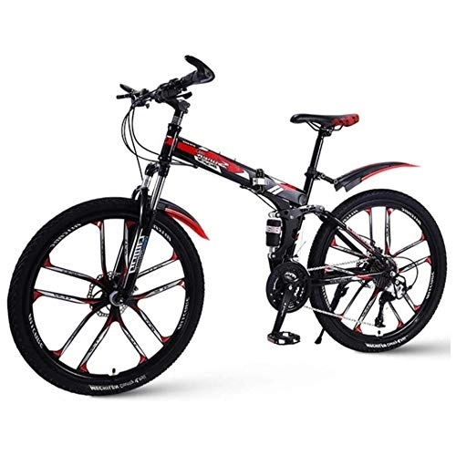 Folding Bike : Mountain Bike 26 Inches, Bicycle with 10 Cutter Wheel, 8 Seconds Fast Folding Mens Women Adult All Terrainmountain Bike, 24speed