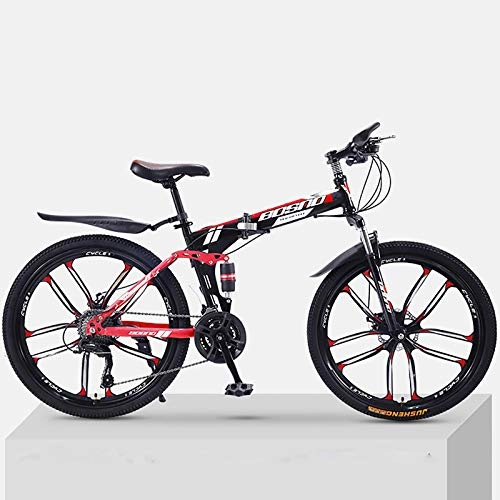 Folding Bike : Mountain Bike Adult Folding 24 26 Inch Double Damping Off-road Variable Speed Bicycle For Men And Women, 27-speed, Micro Shift, Fat Tire