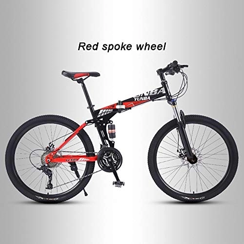 Folding Bike : Mountain Bike Adult Folding Lightweight High-carbon Steel Road Bike Variable Speed Disc Brake All Terrain MTB Racing Bicycle A-27 Speed 26 Inches