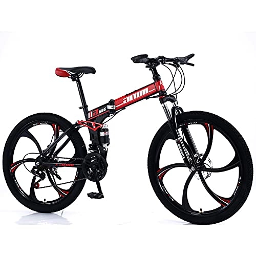 Folding Bike : Mountain Bike Bicicleta Plegable Acero Alto Carbono 21 Velocidades / 24 Velocidades / 27 Velocidades / 30 Velocidades Wheel Dual Suspension Folding Bike B, 24 speed