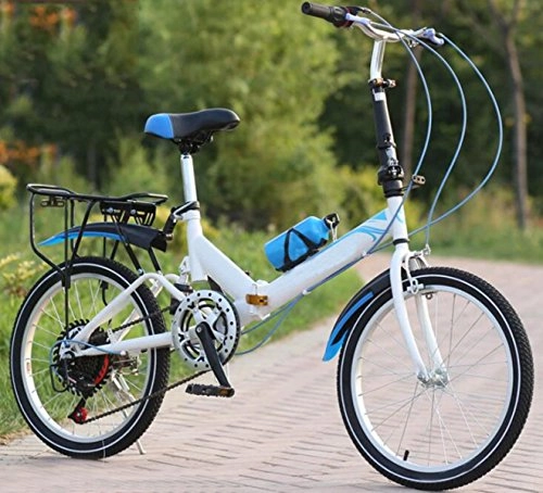 Folding Bike : Mountain Bike Bicycle Student Car 20-inch Children's Adult Ultra-light Folding Bike Men And Women Bicycles, Blue-20in