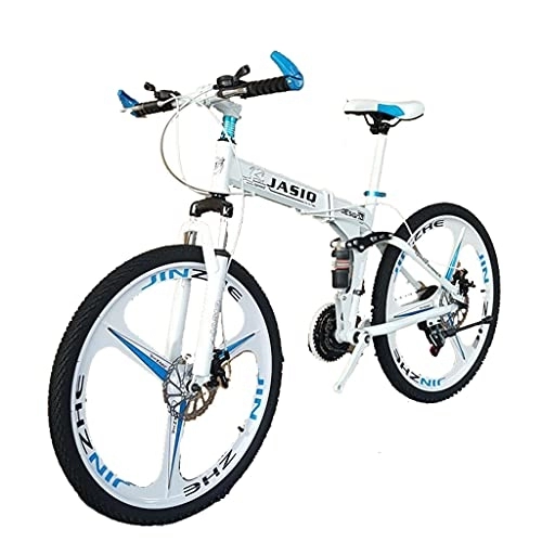 Folding Bike : Mountain Bike Carbon steel folding, double disc brake system shock absorption variable speed bicycle (white; black; red; yellow; army green) 24 / 26 inch 21-speed youth bicycle