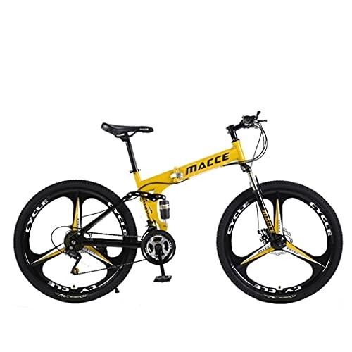 Folding Bike : Mountain Bike Carbon steel folding student (24 / 26 inch 21 / 24 / 27 / 30 speed red, yellow, white and black) double disc brake bicycle