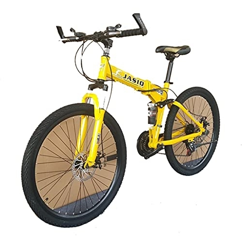 Folding Bike : Mountain Bike Double disc brakes, variable speed bicycle, shock absorption fast folding 24 / 26 inch 21 speed (white; black; red; yellow; army green) adult bicycle