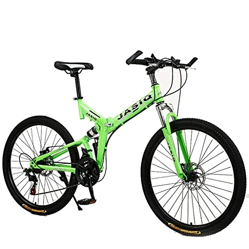 Folding Bike : Mountain Bike Folding (21-speed, 24-inch, 26-inch, white, black, red, green, blue and silver) adult student variable speed bicycle double disc brake shock-absorbing bicycle
