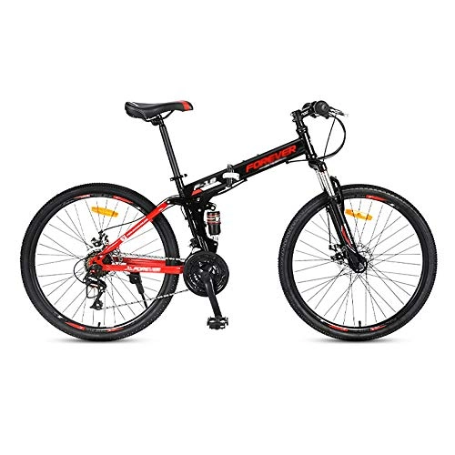 Folding Bike : Mountain Bike, Folding Bicycle, 26-inch Wheel, 24 Speed, Shifting Soft-Tail Double Shock Adult Ordinary Bicycle / A / As Shown
