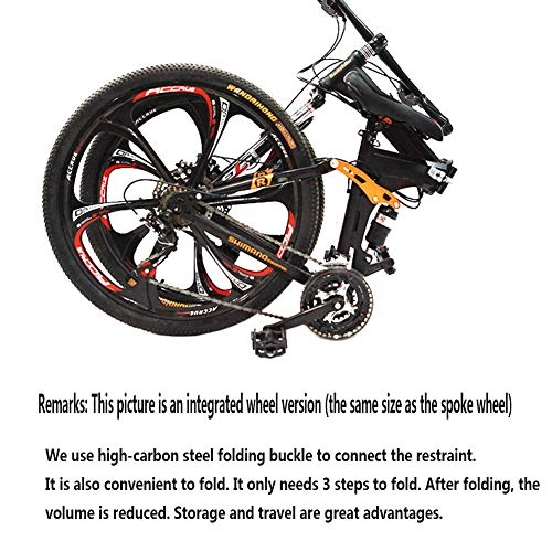 Folding Bike : Mountain Bike Folding Bicycle for Adult 26 Inch, Folding Lightweight Full Suspension Frame Bicycle Three Wheel Cruiser Dual Disc Brake, Red