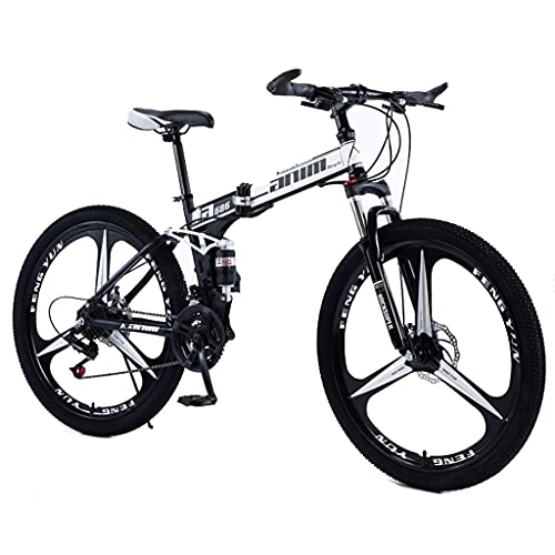 Folding Bike : Mountain Bike Folding bicycle front and rear double shock absorbers (black and red; white and blue; black and white; yellow 21 / 24 / 27 / 30 speed)
