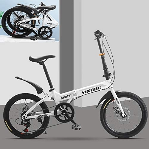 Folding Bike : Mountain Bike, Folding Bike, 7 Speed Steel Frame 26.5 Inches Spoke Wheels Dual Suspension Folding Bike Mens Ms Bikes Foldable Frame, White