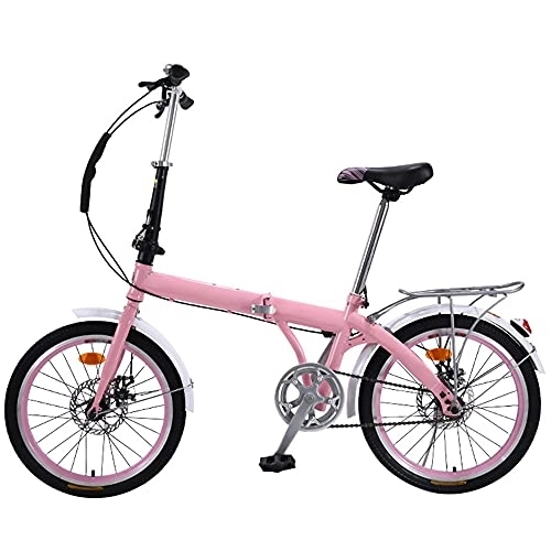 Folding Bike : Mountain Bike Folding Bike Pink 7 Speed for Mountains and Roads Double Suspension Wheel, Height and Space Saving Better, Suitable Adjustable Seat I