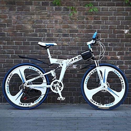 Folding Bike : Mountain Bike Folding Bikes, 24 inch Double Disc Brake Full Suspension Anti-Slip, Off-Road Variable Speed Racing Bikes for Men and Women 5-27, 24Speed fengong