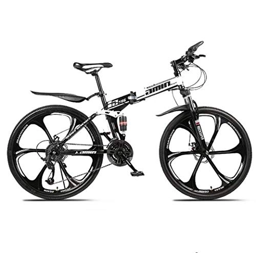 Folding Bike : Mountain Bike Folding Bikes, 26In 21-Speed Double Disc Brake Full Anti-Slip, Lightweight Aluminum Frame, Fork