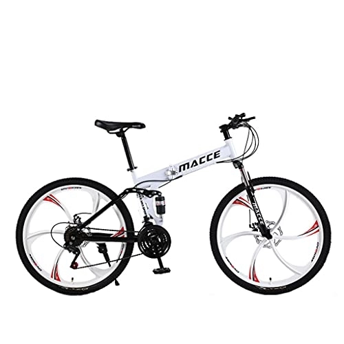 Folding Bike : Mountain Bike Folding variable speed (24 / 26 inch 21 / 24 / 27 / 30 speed red, yellow, white and black 135.0 cm * 19.0 cm * 72.0 cm) carbon steel bicycle with double disc brakes