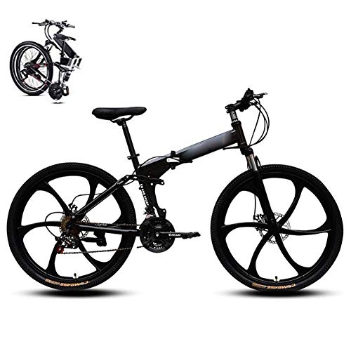 Folding Bike : Mountain Bike for Men Women, 27-speed Index System Folding MTB Bike for Adults Student, 26-Inch Folding Bike Lightweight Folding Speed Bicycle, Fold up City Bike, Double Damping Bicycle Fat Tire, Black