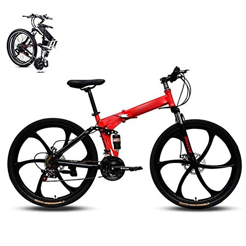 Folding Bike : Mountain Bike for Men Women, 27-speed Index System Folding MTB Bike for Adults Student, 26-Inch Folding Bike Lightweight Folding Speed Bicycle, Fold up City Bike, Double Damping Bicycle Fat Tire, Red