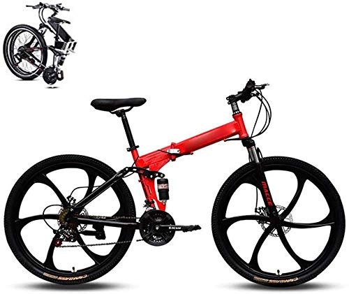 Folding Bike : Mountain Bike for Men Women 27-speed Index System Folding MTB Bike for Adults Student 26-Inch Folding Bike Lightweight Folding Speed Bicycle Fold up City Bike Double Damping Bicycle Fat Tire-Red