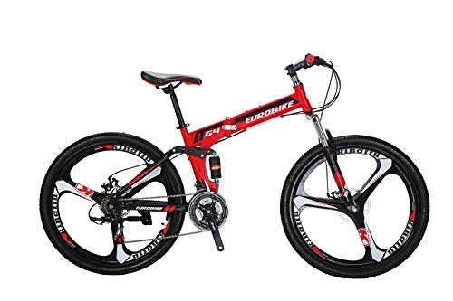 Folding Bike : Mountain Bike G4 21 Speed 26 Inches 3-Spoke Wheels Dual Suspension Adult Folding Bicycle
