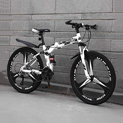Folding Bike : Mountain Bike Modern 24 Speed Folding Road Beach Bicycle 24" Male and Female Students Shift Double Shock Absorber Adult Dual Disc Urban Track Gift, White, 26" XIUYU (Color : White)
