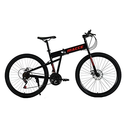 Folding Bike : Mountain Bike Special carbon steel double disc brake double shock absorption folding (black 24 / 26 inch 21 speed) student bicycle