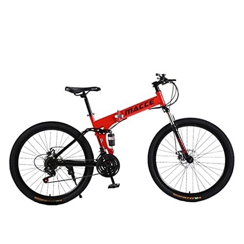 Folding Bike : Mountain Bike variable speed folding bicycle (24 / 26 inch 21 / 24 / 27 / 30 speed black, red, white and yellow 135.0 cm * 19.0 cm * 72.0 cm) carbon steel double shock-absorbing student