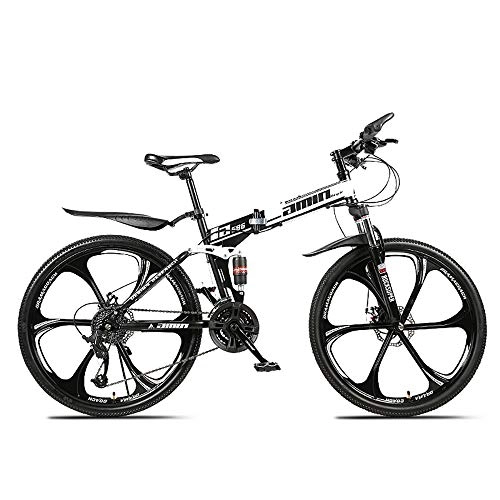 Folding Bike : Mountain Bikes 21 / 24 / 27 Speed Folding Bike for adults 26 Inches 3 / 6 / 10-Spoke Wheels MTB Dual Suspension Bicycle (24 Speed, C)