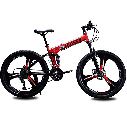 Folding Bike : Mountain Bikes, 26-inch Foldable Mountain Bikes, 21, 24 And 27-speed Full Suspension Mountain Bikes, Outdoor Folding Bikes For Men And Women (Size : 26 inches, Speed : 27speed)