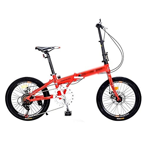 Folding Bike : Mountain Bikes Bicycle Foldable Bicycle Road Bike Bicycle Bicycle Speed Bike 20 Inch 7-Speed Shift (Color : Red, Size : 150 * 60 * 111cm)