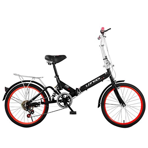 Folding Bike : Mountain Bikes Bicycle Foldable Bicycle Road Bike Bicycle Bicycle Speed Bike 20 Inch Mini Bike (Color : Black, Size : 125 cm*60 cm*111 cm)