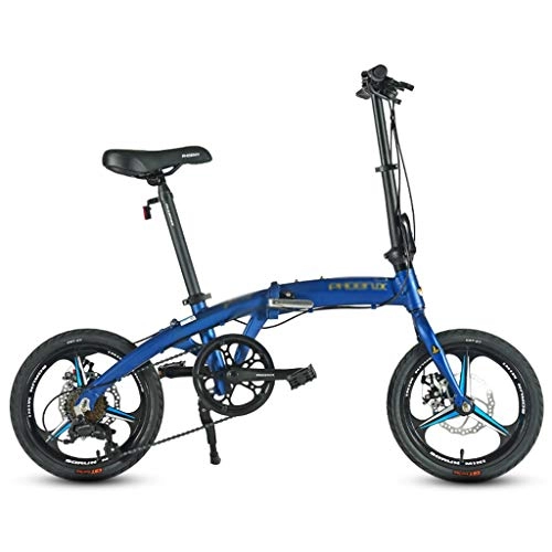 Folding Bike : Mountain Bikes Bicycle folding bicycle shock absorption city car portable mini bicycle adult student small bicycle 7 files (Color : Blue, Size : 133 * 60 * 102CM)