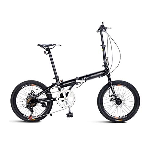 Folding Bike : Mountain Bikes Bicycle Folding Bicycle Variable Speed Shock Absorber Portable Dual Disc Brake One Wheel 8 Speed (Color : Black, Size : 150 * 60 * 92cm)
