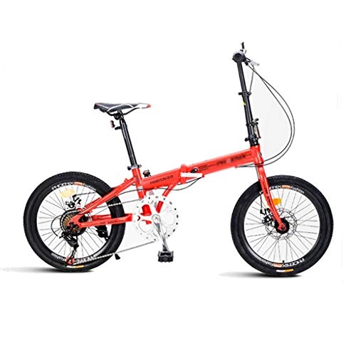 Folding Bike : Mountain Bikes Bicycle folding bicycle variable speed shock absorber portable men and women folding one wheel ultra light aluminum folding bike 7 speed (Color : Red, Size : 150 * 60 * 92cm)