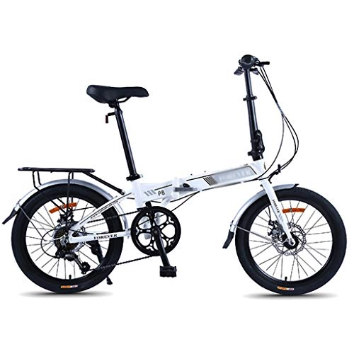 Folding Bike : Mountain Bikes Bicycle Folding Bike Variable Speed Bike Mini Bike Shock Absorption for Men and Women Students 20" (Color : White, Size : 155 * 60 * 101cm)