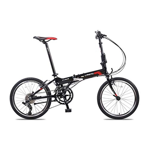 Folding Bike : Mountain Bikes Bicycle shock absorber bicycle folding bike road bike variable speed bicycle single bicycle 20 inches 8 speed (Color : Black, Size : 150 * 60 * 88cm)