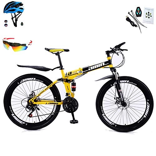 Folding Bike : Mountain Bikes Bicycles 30 speeds Lightweight Aluminium Alloy Frame Disc Brake, Yellow