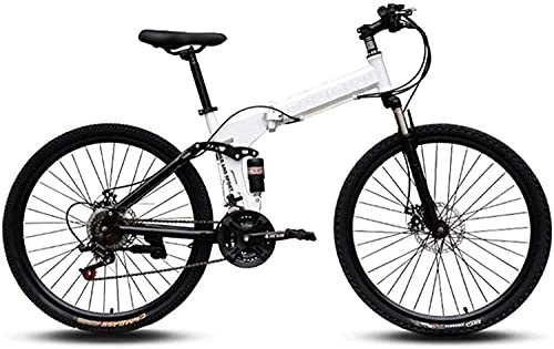 Folding Bike : Mountain Bikes Easy to Carry Folding High Carbon Steel Frame 24 inch Variable Speed Double Shock Absorption Foldable Bicycle 6-6 B 21 Speed fengong Ti