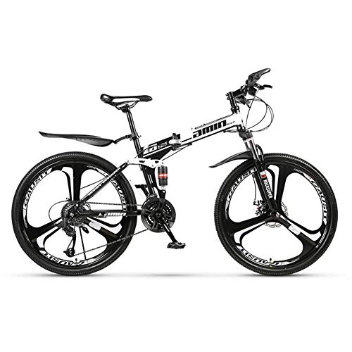 Folding Bike : Mountain Bikes Folding Bikes for Adult, Adult Bicycle 24" / 26", 3 / 6 / 10 Cutter Wheel, MTB, White, 21-stage shift