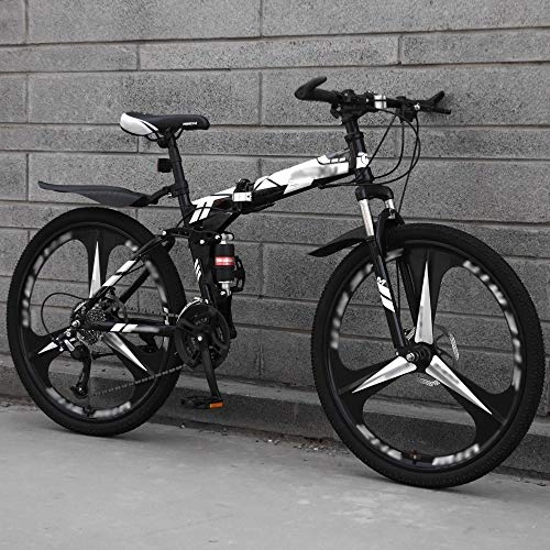 Folding Bike : Mountain Bikes, Folding Off-Road Bike 24 / 26 Inch Double Shock Absorption Men And Women Variable Speed Lightweight Bicycle High Carbon Steel City / Highway Disc Brake Bicycle