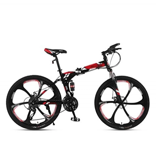 Folding Bike : Mountain Folding Bike For Adult, 24" 21-speed Variable-speed Mountain Bike, Double Shock-absorbing Double Disc Brake Student MTB Racing, Road / Flat Ground / Work Universal Bicycles, Quickly Folding Con
