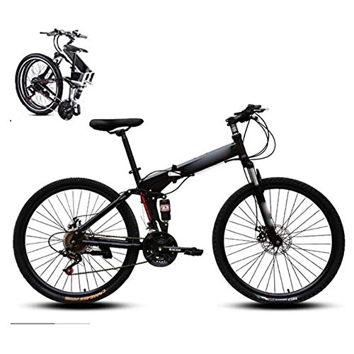 Folding Bike : Mountain Trail Bike for Men Women, Portable Folding Bike for Adults Student, 21 Speed 26-Inches Wheels Dual Disc Brake Folding Bike Bicycle, Fold up Bike City Bike, MTB Damping Bicycle, Black