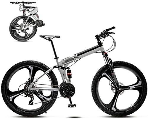 Folding Bike : MQJ 24Inch MTB Bicycle Unisex Folding Commuter Bike Foldable Mountain Bike Off-Road Variable Speed Bikes for Men and Women Double Disc Brake, a, 27 Speed