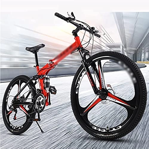 Folding Bike : MQJ 26" Mens Mountain Bike Folding Carbon Steel Frame with Lockable Suspension Fork 21 / 24 / 27 Speed with Mechanical Disc Brake / Red / 27 Speed