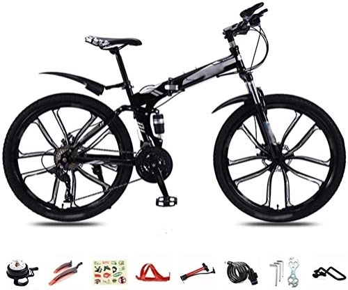 Folding Bike : MQJ Foldable Bicycle 26 inch 30-Speed Folding Mountain Bike Unisex Lightweight Commuter Bike MTB Full Suspension Bicycle with Double Disc Brake-C, Brake