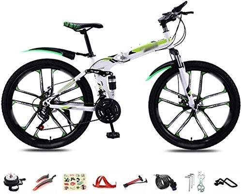 Folding Bike : MQJ Foldable Bicycle 26 inch 30-Speed Folding Mountain Bike Unisex Lightweight Commuter Bike MTB Full Suspension Bicycle with Double Disc, D
