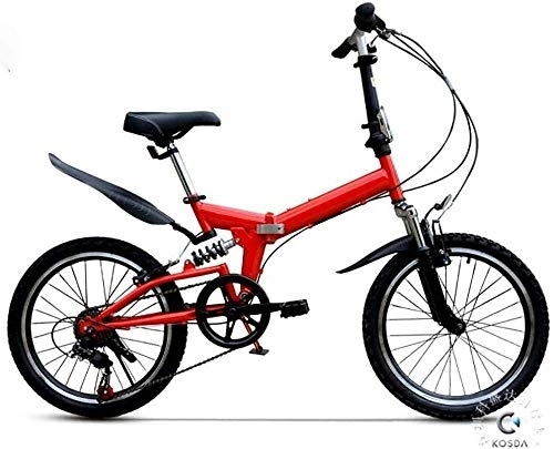 Folding Bike : MQJ Lightweight Folding Bike Portable Foldable Bicycle 20-Inch Wheels with Featuring Front and Rear Fenders and 6-Speed Drivetrain for City Riding Commuting and Walking to Work-20_A, 20, a