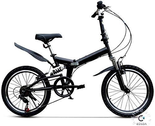 Folding Bike : MQJ Lightweight Folding Bike Portable Foldable Bicycle 20-Inch Wheels with Featuring Front and Rear Fenders and 6-Speed Drivetrain for City Riding Commuting and Walking to Work-20_A, 20, D