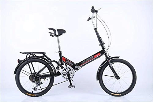 Folding Bike : Ms Student Portable 20 Inches Folding Bikes for Adults Foldable Bicycle Exercise Mountain Kids' Bmx Cycling-equipment (Variable speed, Black)
