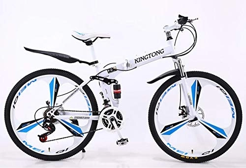 Folding Bike : MSM Furniture Foldable Sports Mountain Bike, For Teens Of Adults Men And Women, 24 Inches 3 Cutter Wheel, High-carbon Steel Hardtail Cruiser Bike White - 3 Spoke 24", 27 Speed