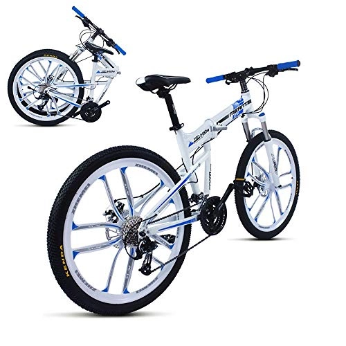 Folding Bike : MTTKTTBD Compact Folding Bike, Folding Bicycle Great, Double Disc Brake, Lightweight Aluminum Frame for City Riding and Commuting, 27-Speed 26-Inch Wheels