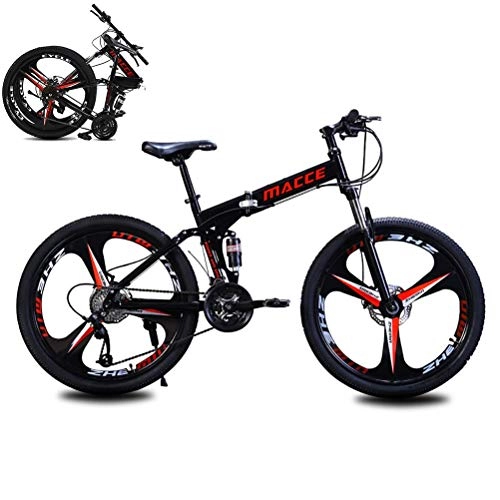 Folding Bike : MTTKTTBD Foldable Mountain Bike 8 Seconds Fast Folding MTB Bicycle 26 Inches 21 Speed Steel Frame Dual Disc Brake Folding Bike for Off-road Outdoor City Cycling Travel